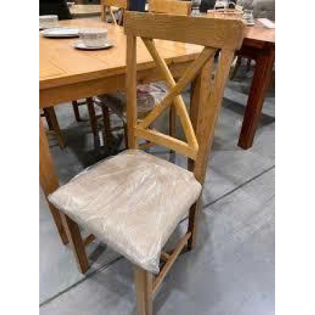PPS Oak : Ghế Gỗ Sồi Tựa Lưng X + Đệm Bọc Vải